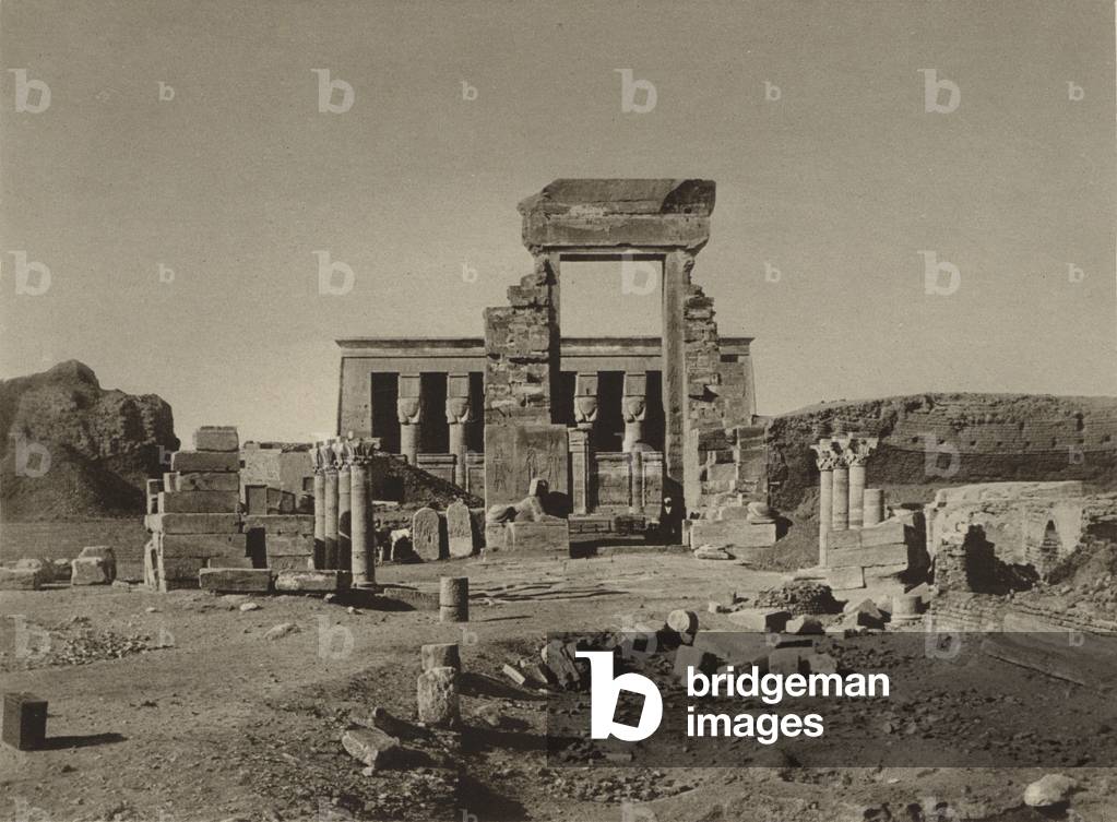 Dendera, General View of the Temple of the Goddess Hathor (b/w photo)