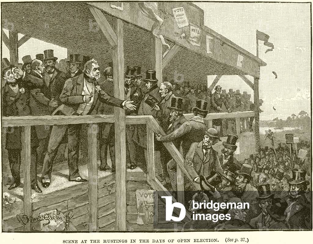 Scence at the Hustings in the Days of Open Election (engraving)