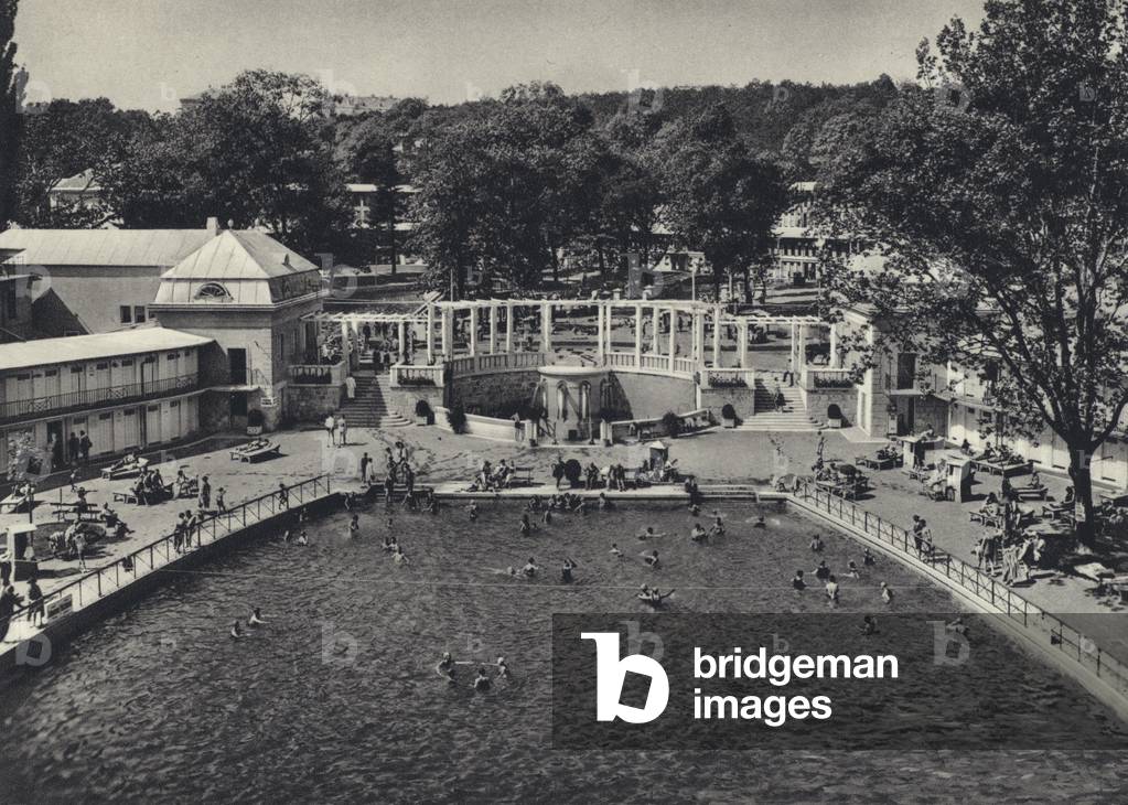 Thermal Bathing Beach at Voslau (b/w photo)
