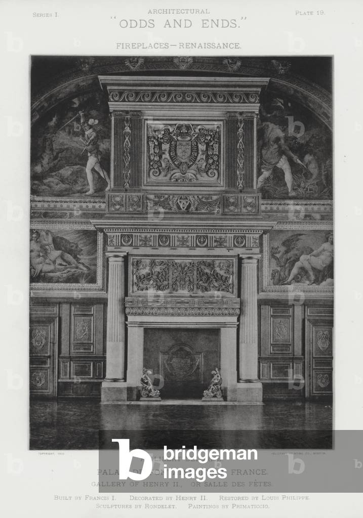 Fireplace: Palais De Fontainebleau, France (b/w photo)