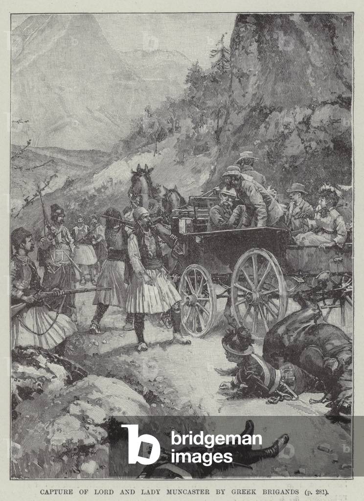 Capture of Lord and Lady Muncaster by Greek Brigands (engraving)