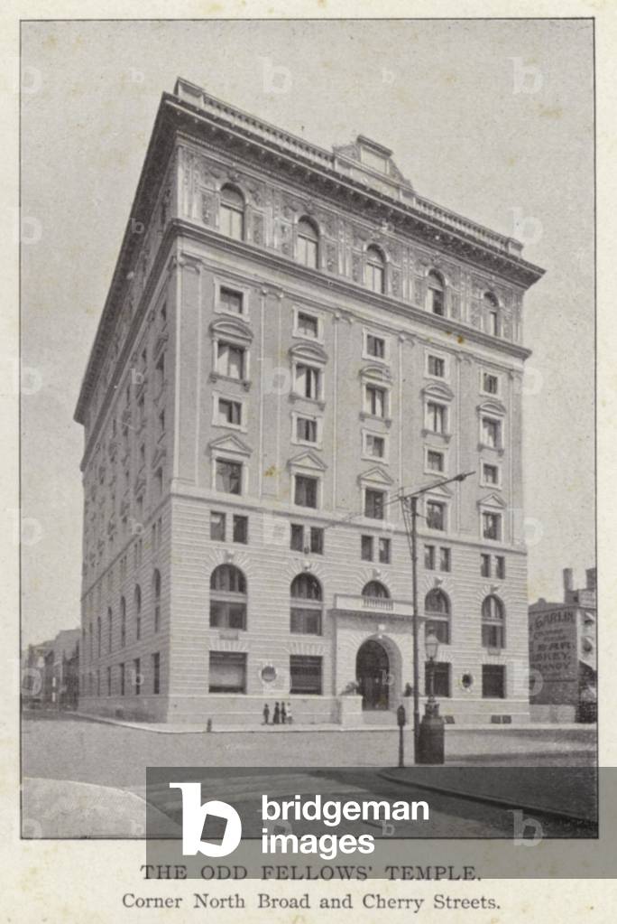 Philadelphia: The Odd Fellows' Temple, Corner North Broad and Cherry Streets (b/w photo)