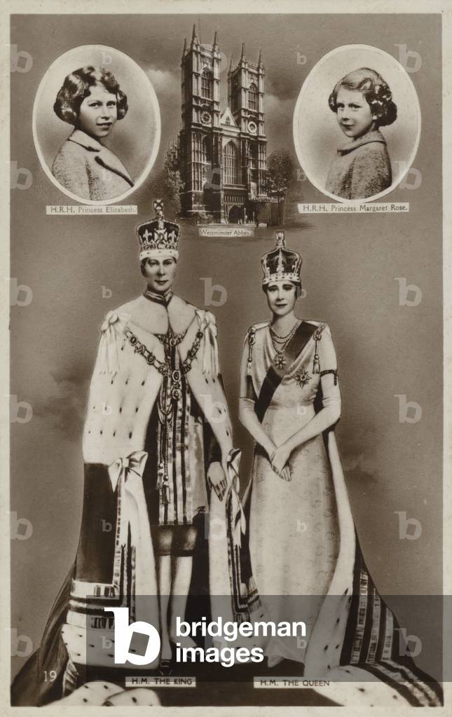 King George VI, coronation card (b/w photo)