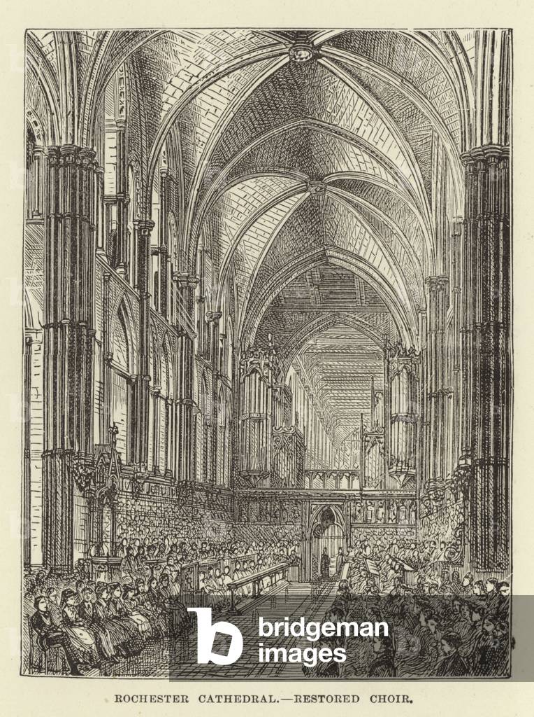 Rochester Cathedral, restored choir (engraving)