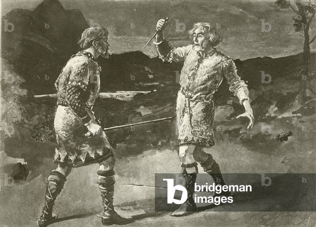 Mr Alexander as Macduff, and Mr Irving as Macbeth (gravure)