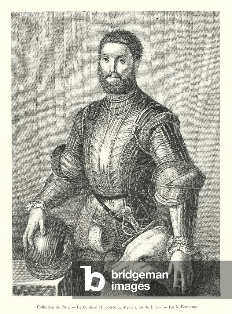 Collection de Pitti, Le Cardinal Hippolyte de Medicis, fils de Julien, Par le Pontormo (engraving)