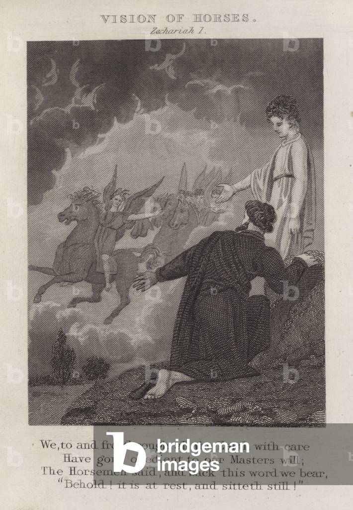 Vision of horses, Zachariah I (engraving)