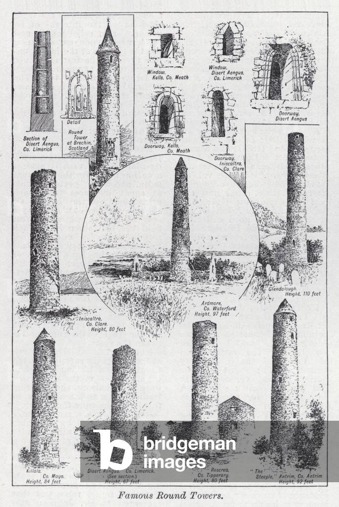 Famous round towers (litho)