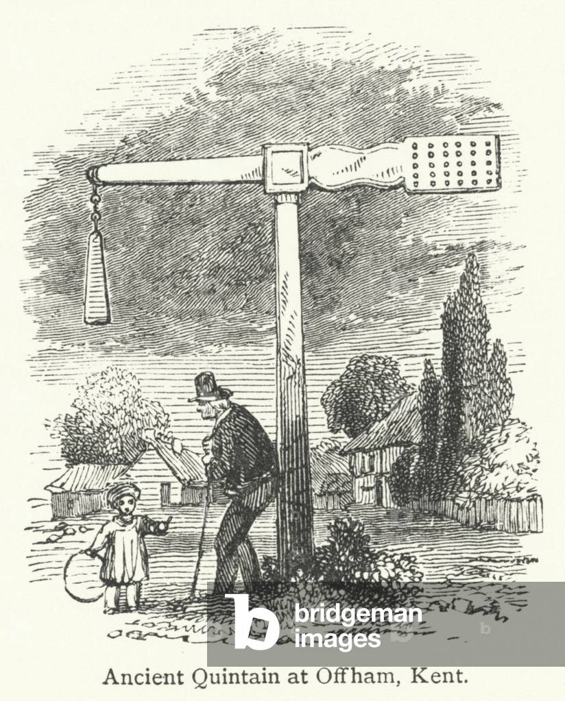 Ancient Quintain at Offham, Kent (engraving)