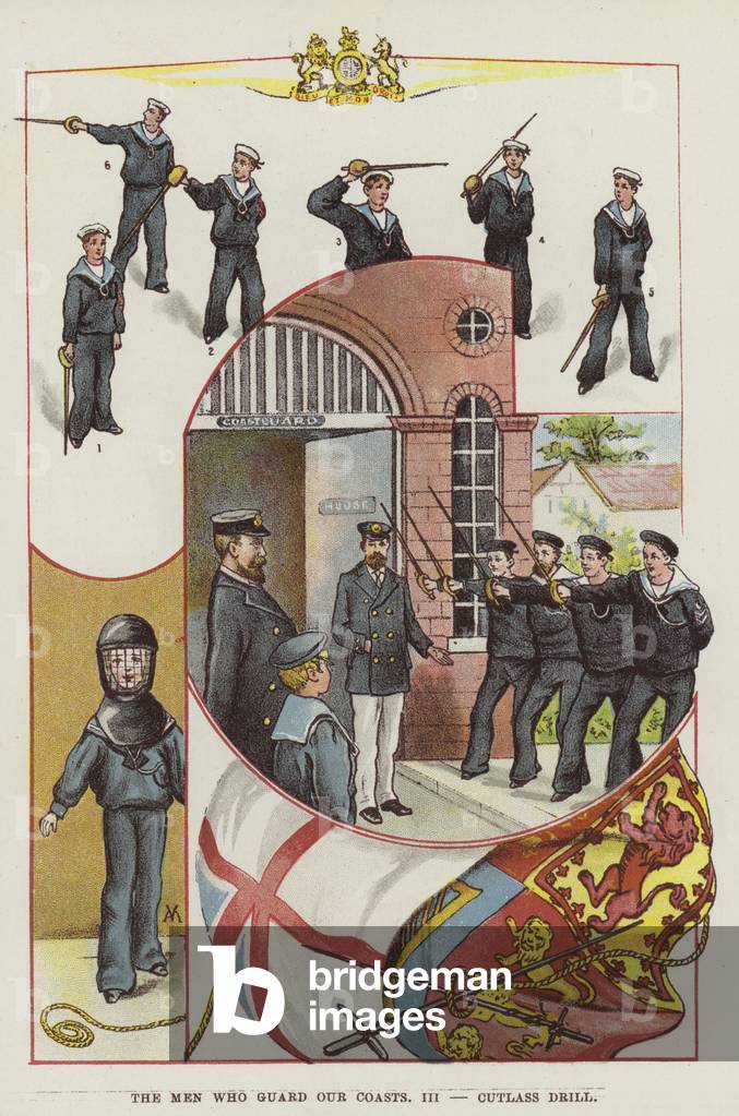 The Men who Guard Our Coasts, Cutlass Drill (colour litho)