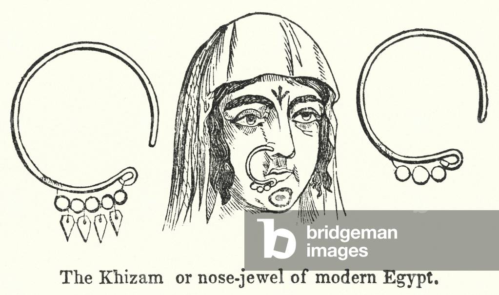 The Khizam or nose-jewel of modern Egypt (engraving)