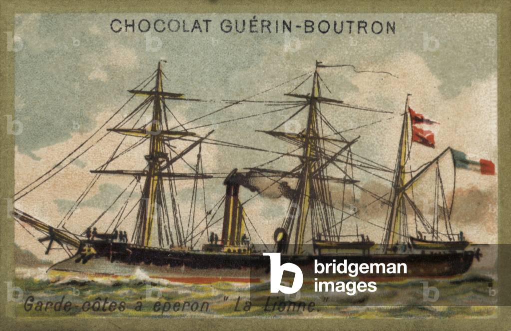 French coastguard ship Lionne (chromolitho)