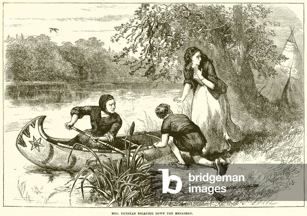 Mrs. Dunstan escaping down the Merrimac (engraving)