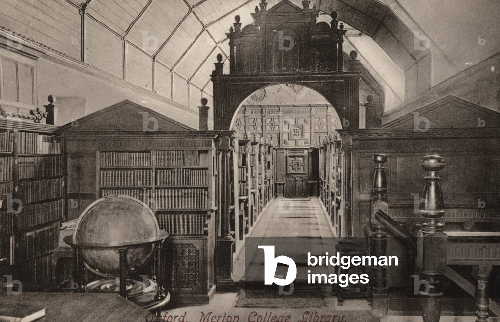 Oxford, Merton College, Library (b/w photo)