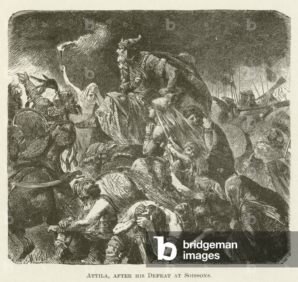 Attila, after his Defeat at Soissons (engraving)