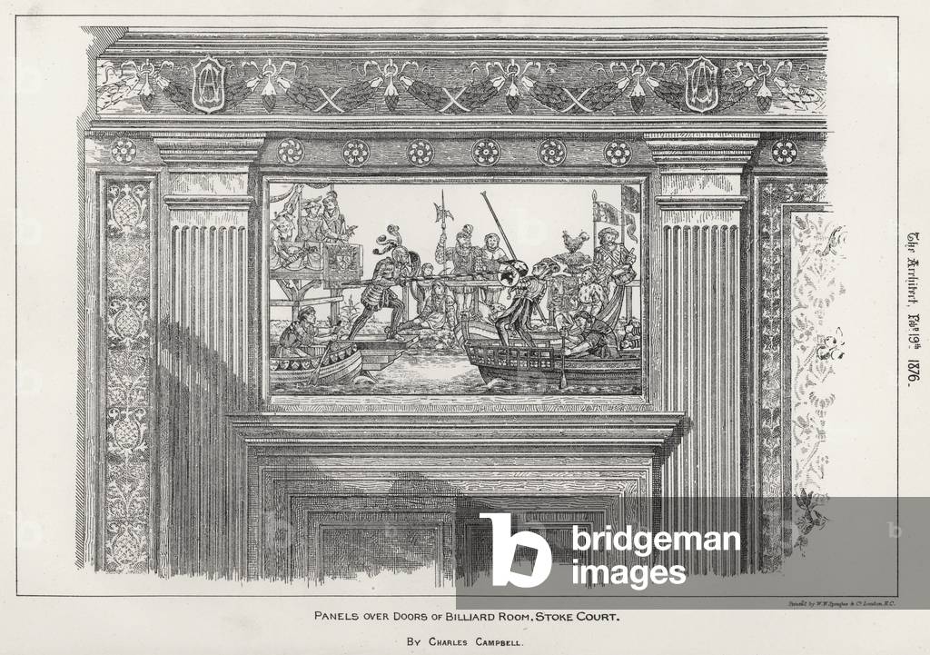 Panels over Doors of Billiard Room, Stoke Court (engraving)