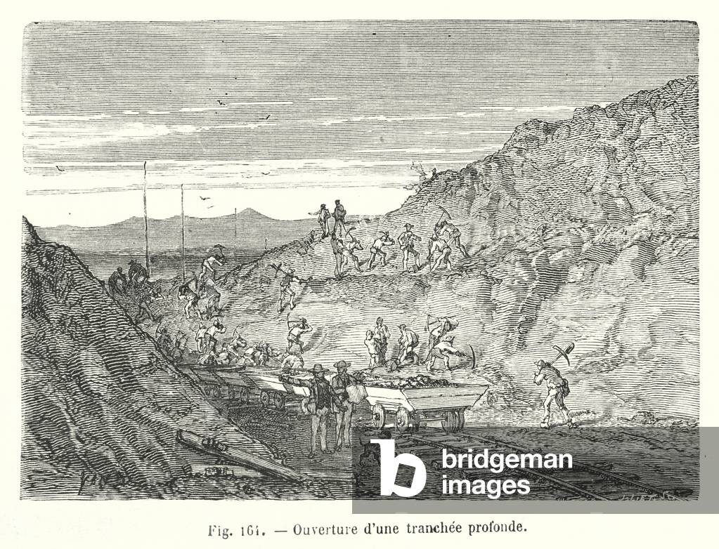 Ouverture d'une tranchee profonde (engraving)
