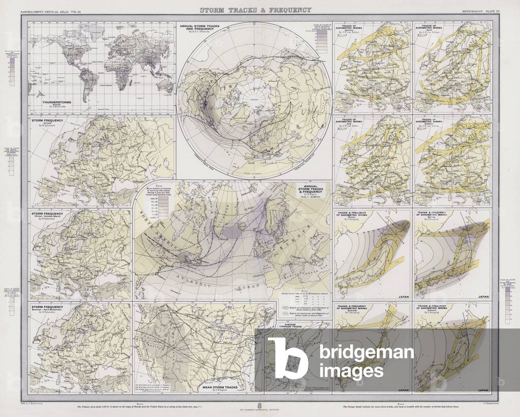 Storm Tracks and Frequency (colour litho)