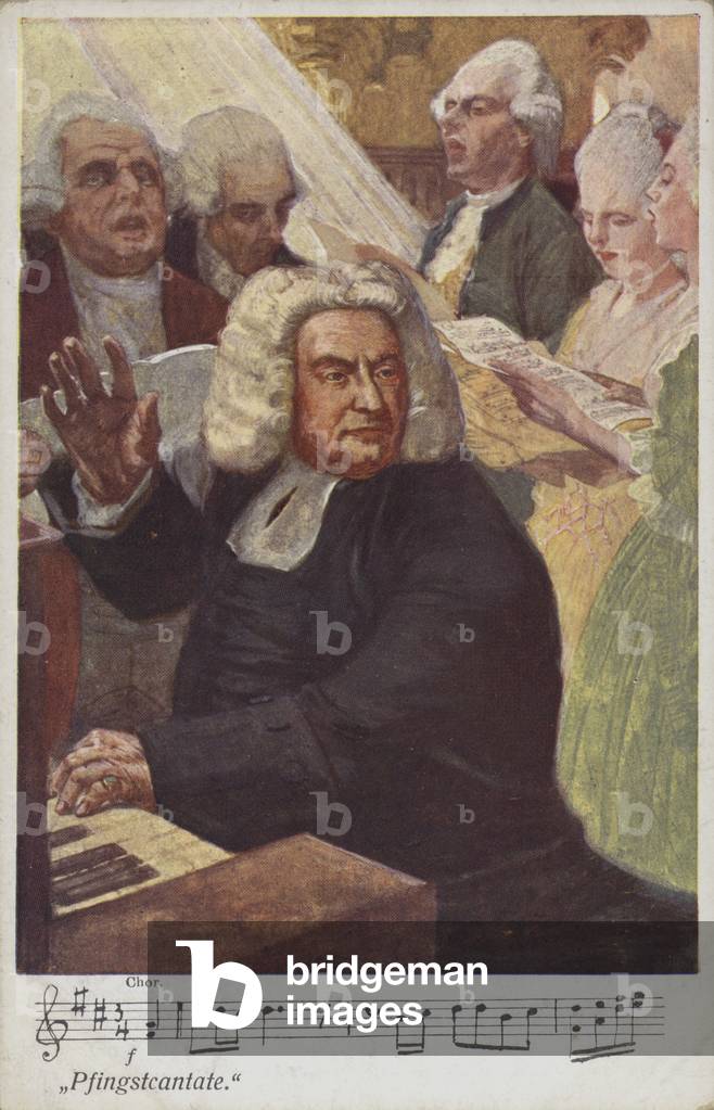 Johann Sebastian Bach (colour litho)