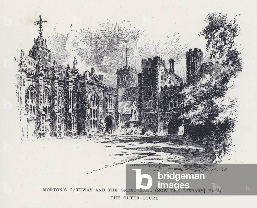 Morton's Gateway and the Great Hall (now the Library) from the Outer Court (engraving)