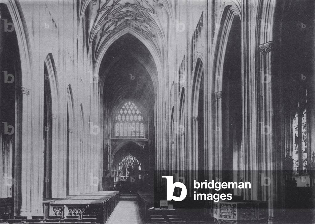 St Mary Redcliffe Church, Nave, Bristol (b/w photo)
