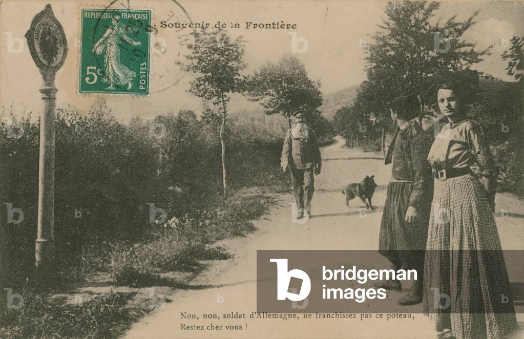Souvenir of the Franco-German frontier.  Postcard sent in 1913.