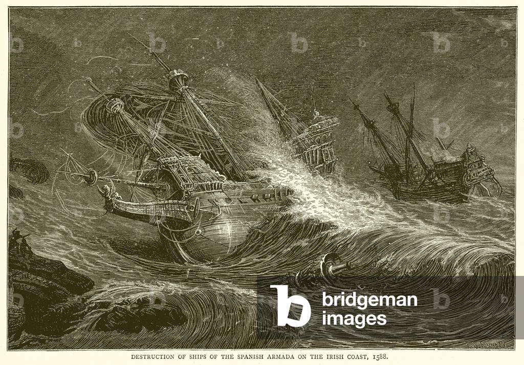 Destruction of Ships of the Spanish Armada on the Irish Coast, 1588 (engraving)