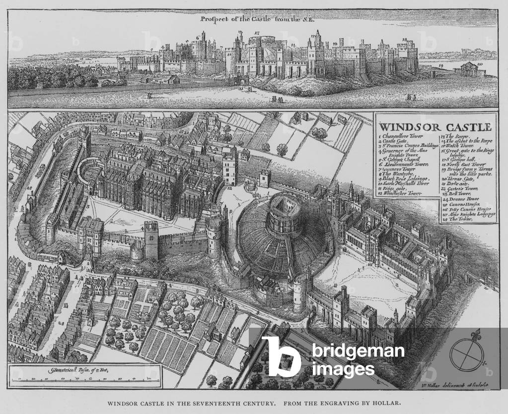 Windsor Castle in the Seventeenth Century, from the Engraving by Hollar (engraving)