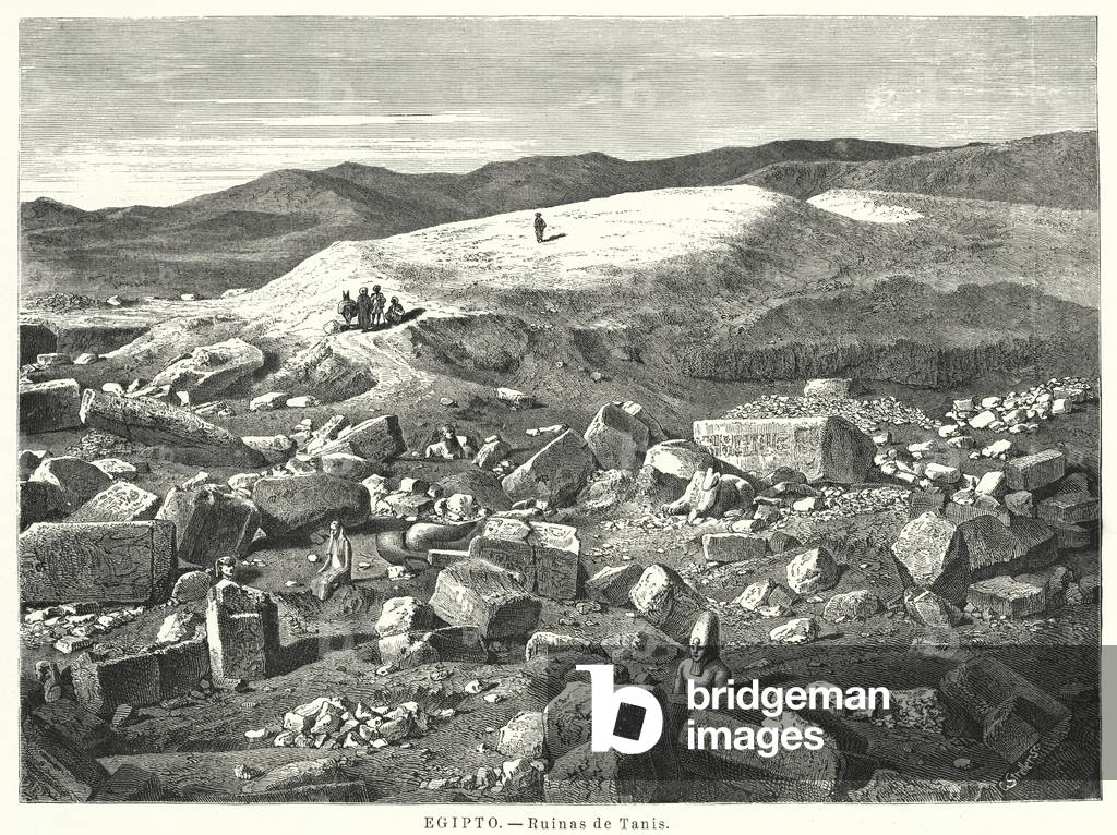 Ruins of the Ancient Egyptian city of Tanis (litho)