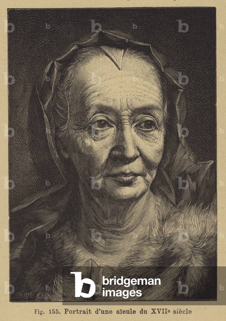 Portrait of a 17th Century grandmother (engraving)