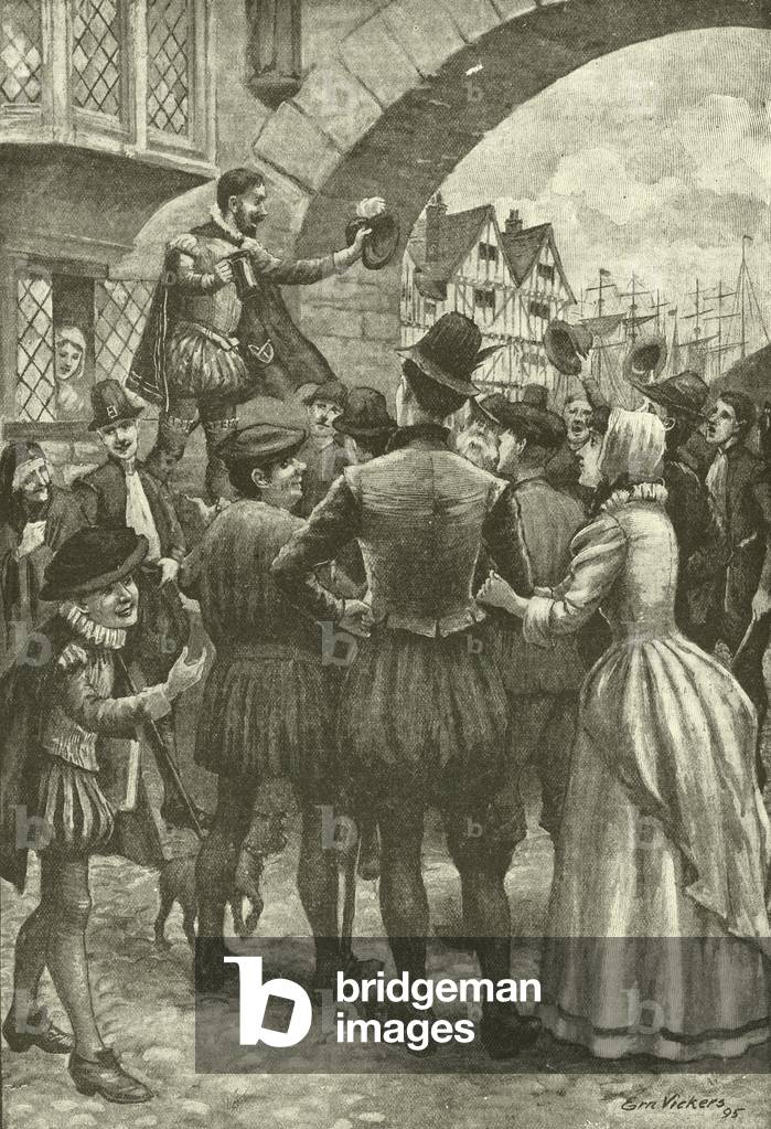 Whos for the land of gold?  Recruiting for a voyage of discovery (litho)