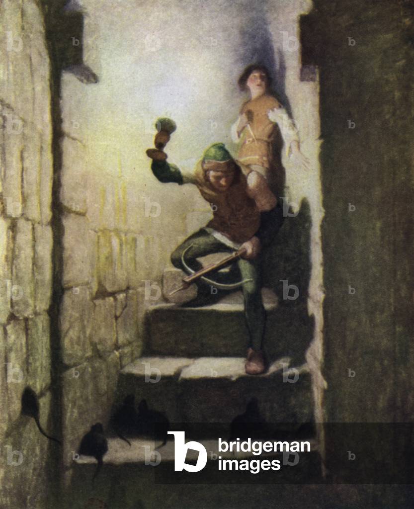 Illustration for The Black Arrow by Robert Louis Stevenson (colour litho)