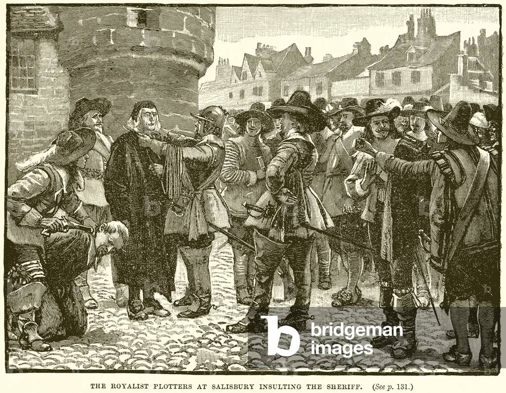 The Royalist Plotters at Salisbury insulting the Sheriff (engraving)