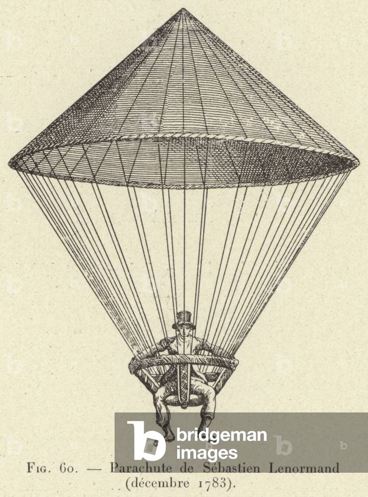 Parachute de Sebastien Lenormand (decembre 1783) (engraving)