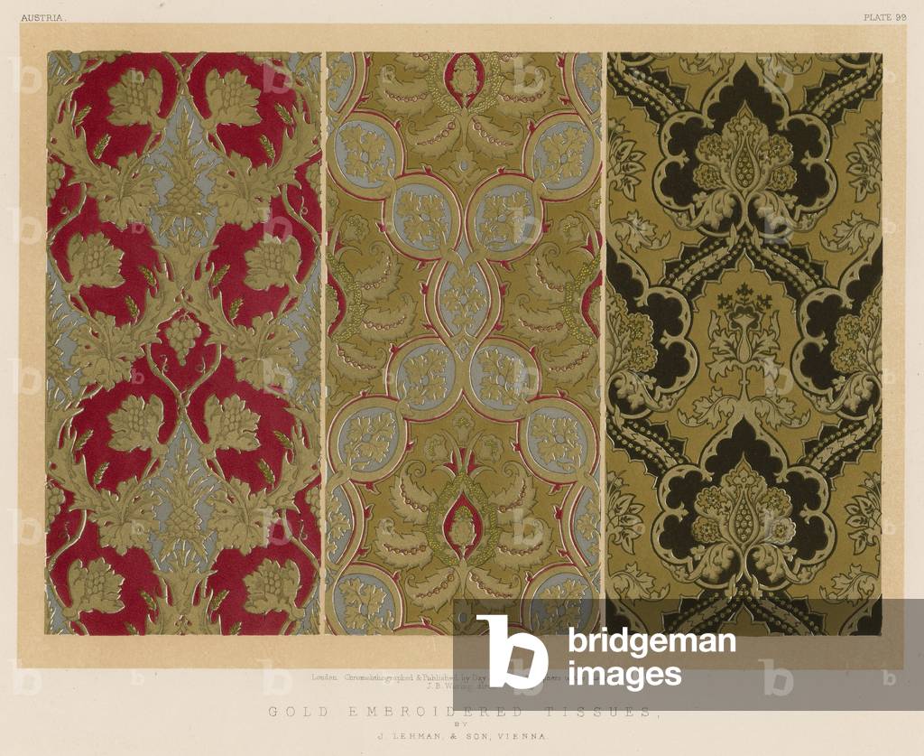 Gold Embroidered Tissues by J Lehman and Son, Vienna (chromolitho)