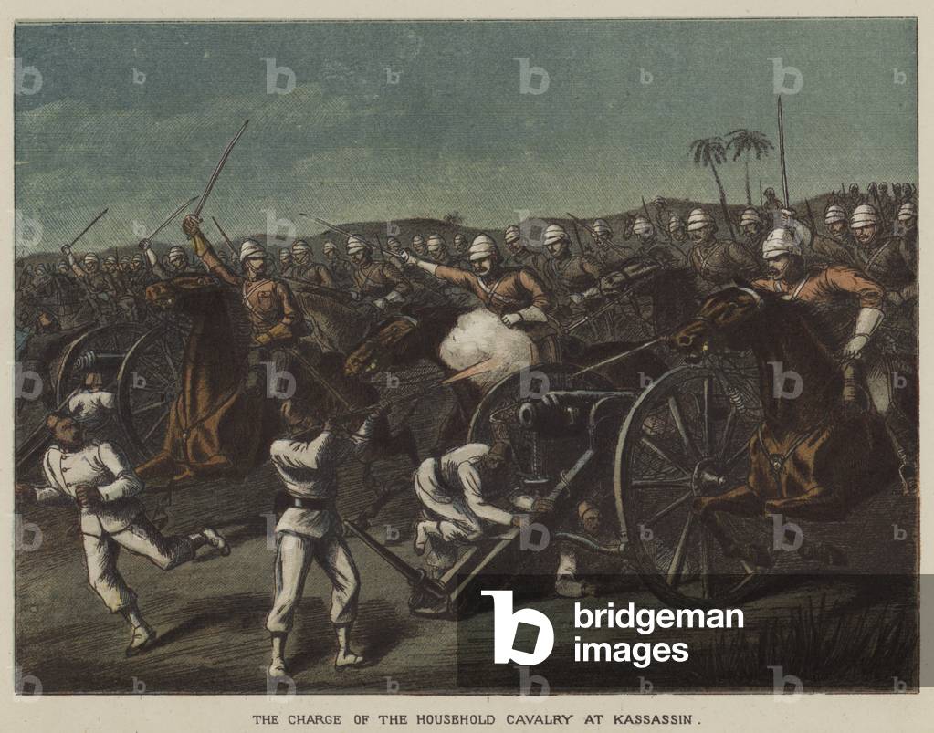 The charge of the Household Cavalry at Kassassin (colour litho)