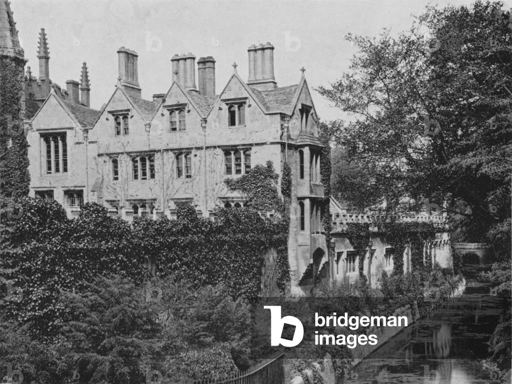 Magdalen College from the Bridge (b/w photo)