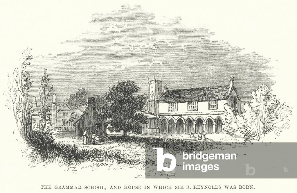 The Grammar School, and House in which Sir J Reynolds was born (engraving)