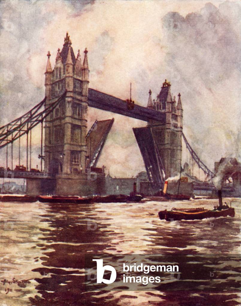 The Tower Bridge (colour litho)