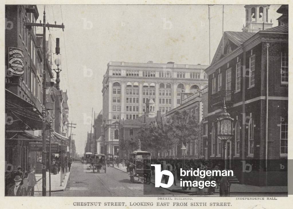 Philadelphia: Chestnut Street, looking East from Sixth Street (b/w photo)