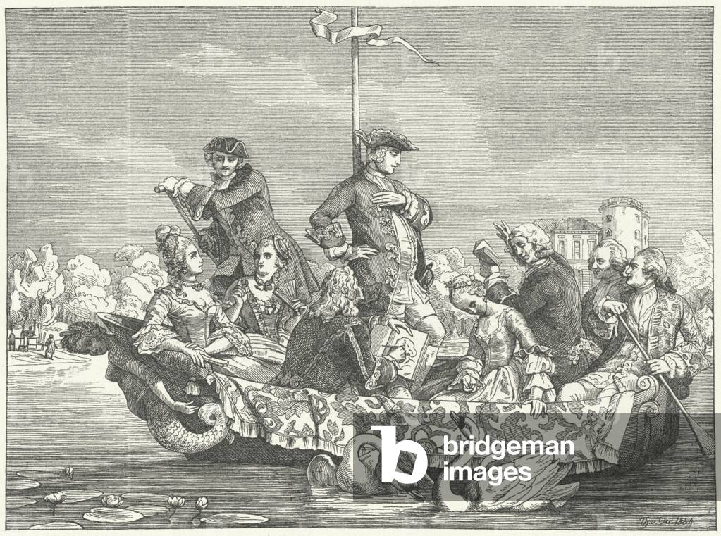 Crown Prince Frederick of Prussia in Rheinsberg, 18th Century (engraving)