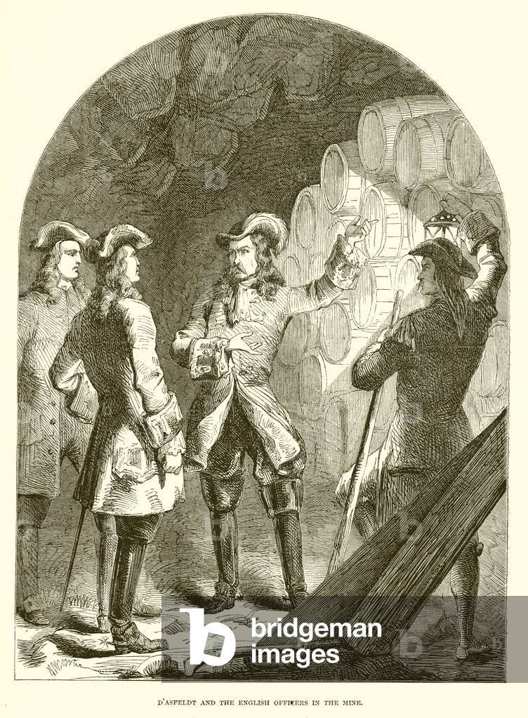 D'Asfeldt and the English Officers in the Mine (engraving)
