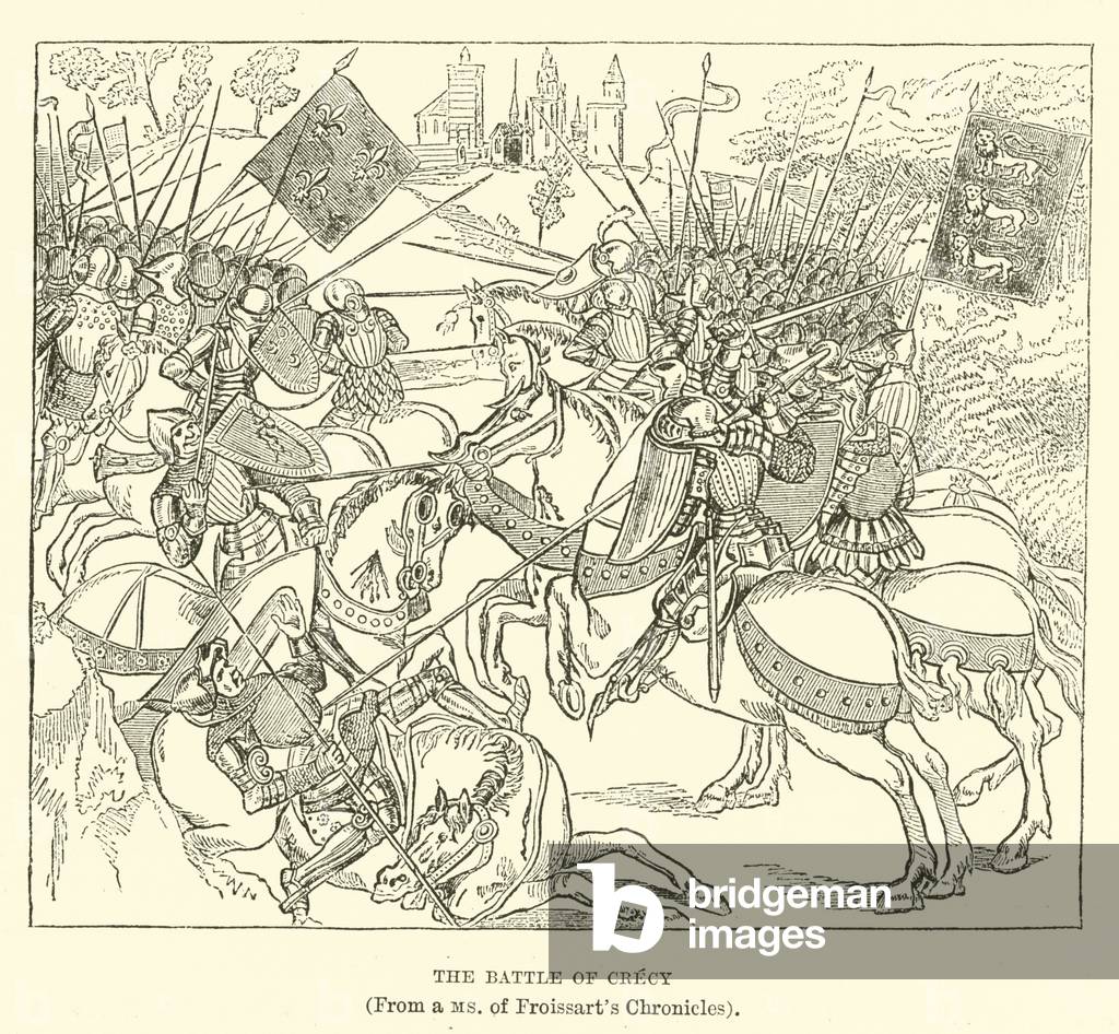 The Battle of Crecy, (From a MS of Froissart's Chronicles) (engraving)