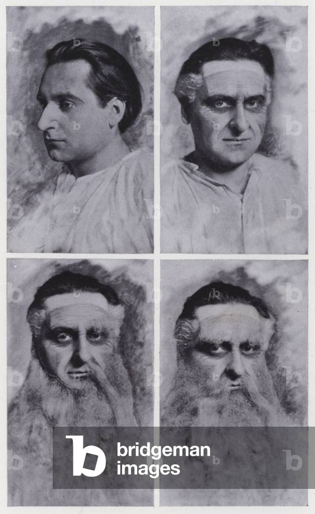 Theatrical make-up: King Lear, progressive pictures (b/w photo)