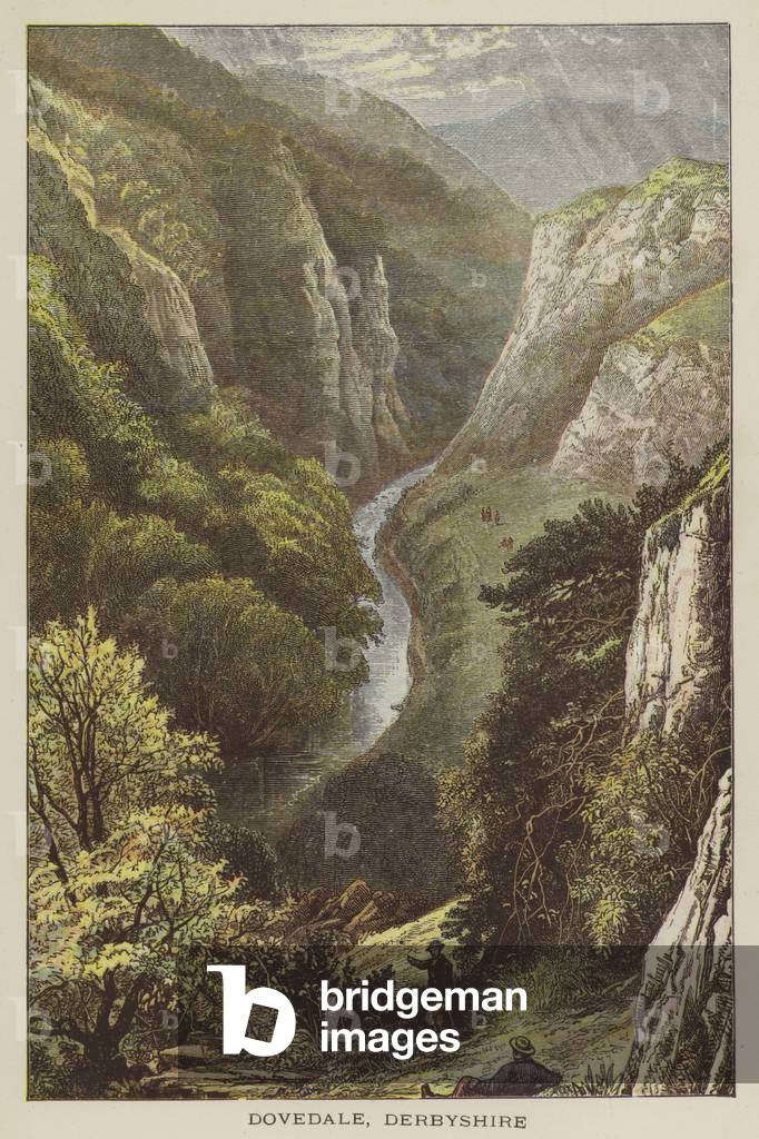 Dovedale, Derbyshire (coloured engraving)