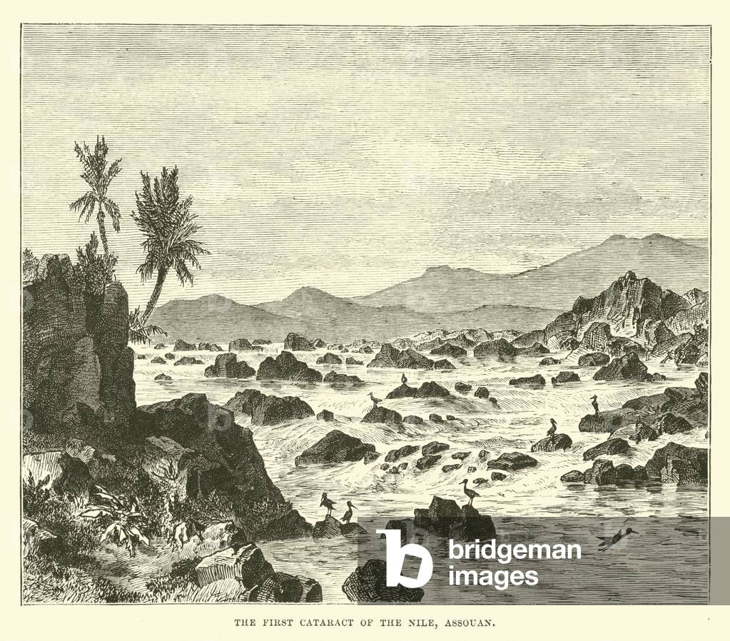 The first cataract of the Nile, Assouan (engraving)