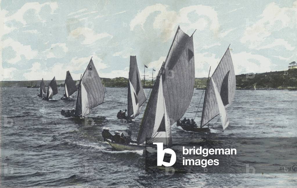 A Yacht Race in Sydney Harbour (coloured photo)