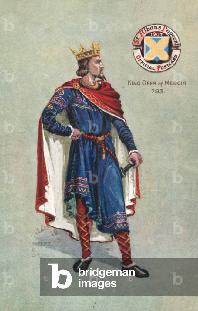 King Offa Of Mercia 793, St Alban's Pageant 1907 (colour litho)