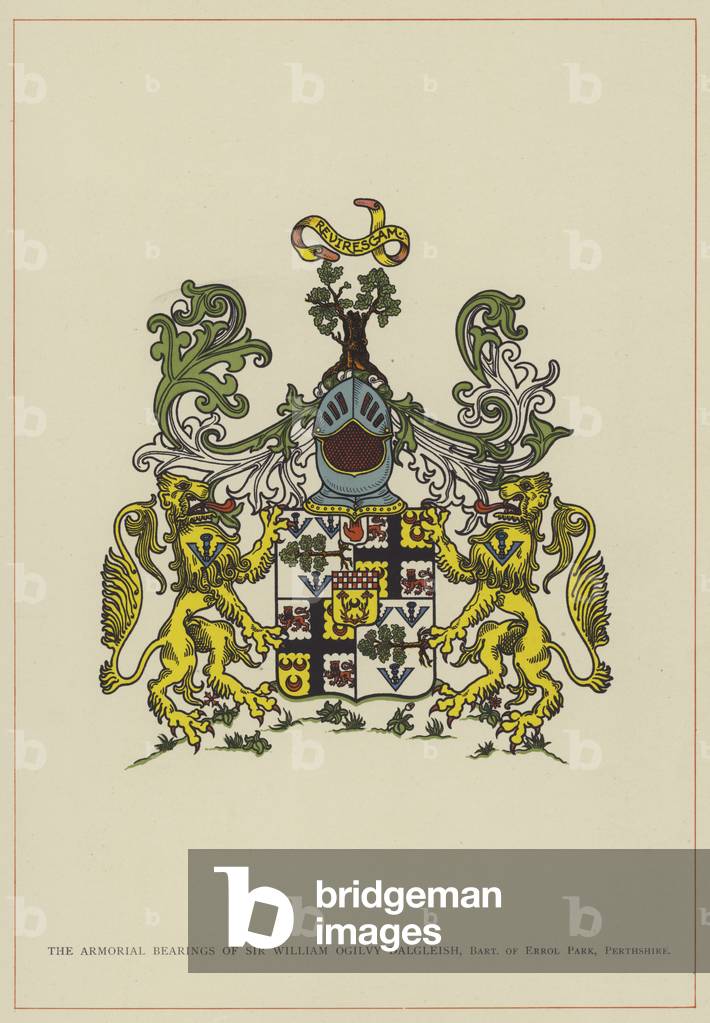 The Armorial Bearings of Sir William Ogilvy Dalgleish, Baronet of Errol Park, Perthshire (colour litho)
