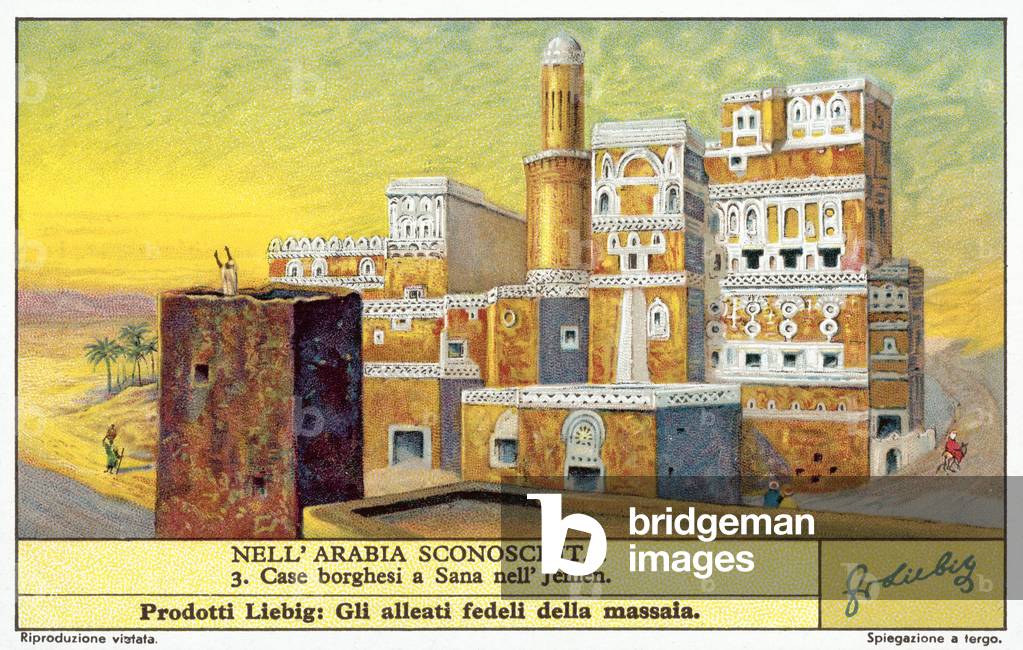 Townhouses in Sana'a, Yemen (chromolitho)